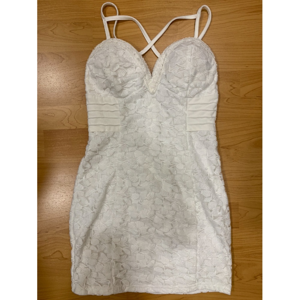 White Mini Floral Lace Bodycon Dress